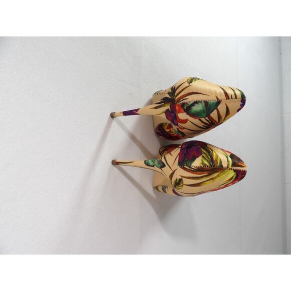 Liliana 6.5 Pump Stileeto Floral Beige Pointed Toe High Heels Colorful - Picture 7 of 13